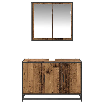 vidaXL Bathroom Furniture Set with Door 2 pcs Old Wood Engineered Wood