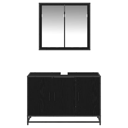 vidaXL Bathroom Furniture Set 2 pcs Black Oak Engineered Wood