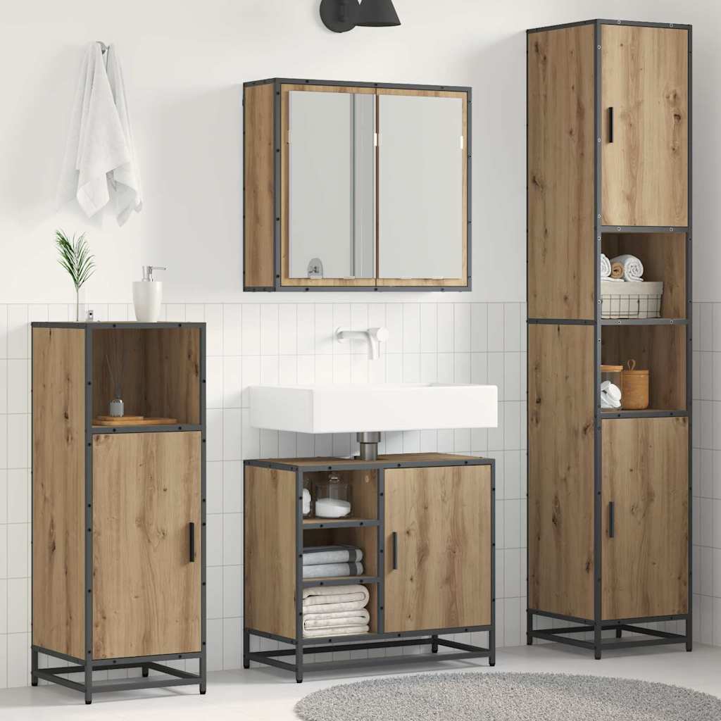 vidaXL Bathroom Furniture Set 3 pcs Artisan Oak Engineered Wood