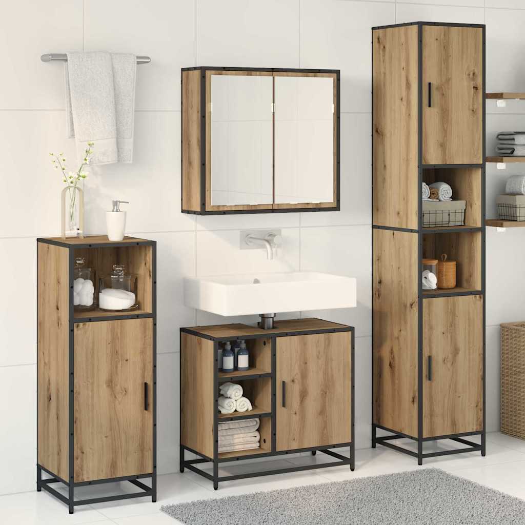 vidaXL Bathroom Furniture Set 3 pcs Artisan Oak Engineered Wood
