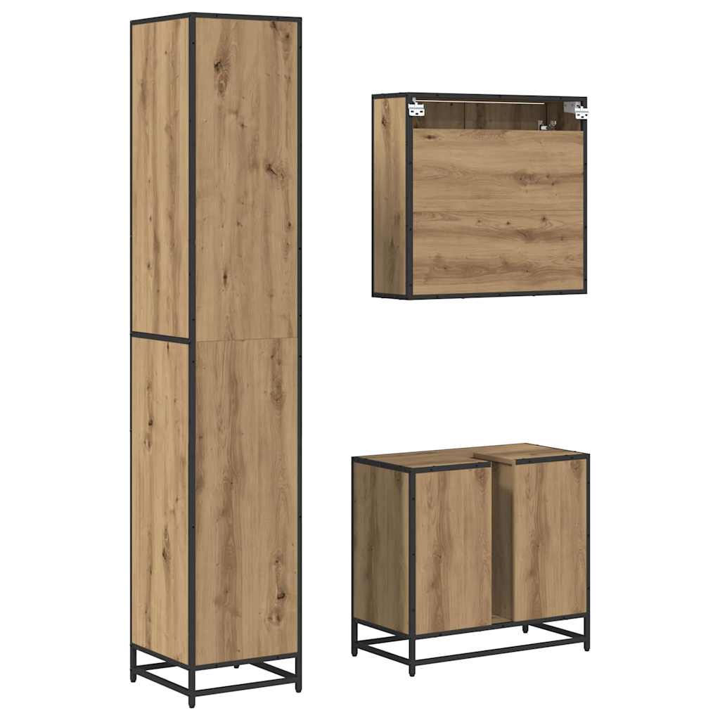 vidaXL Bathroom Furniture Set 3 pcs Artisan Oak Engineered Wood