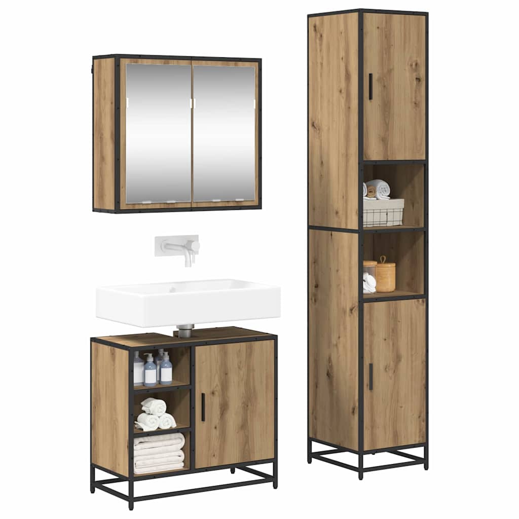 vidaXL Bathroom Furniture Set 3 pcs Artisan Oak Engineered Wood
