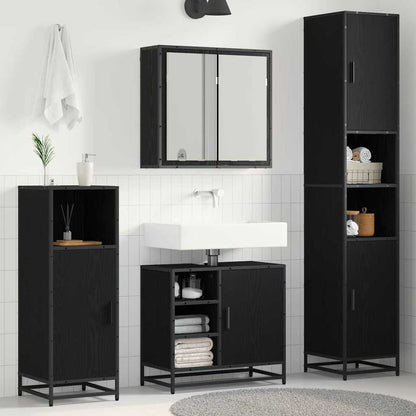 vidaXL Bathroom Furniture Set 3 pcs Black Oak Engineered Wood