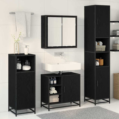 vidaXL Bathroom Furniture Set 3 pcs Black Oak Engineered Wood