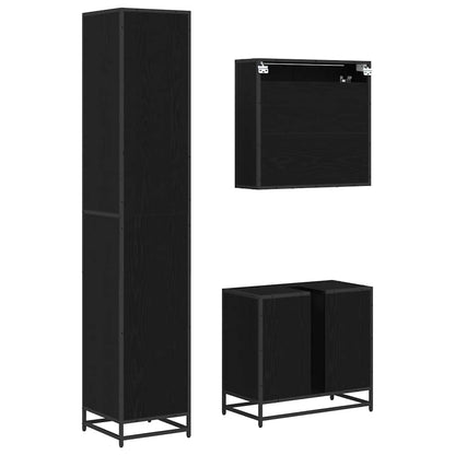 vidaXL Bathroom Furniture Set 3 pcs Black Oak Engineered Wood