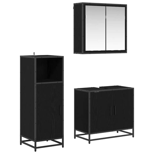 vidaXL Bathroom Furniture Set 3 pcs Black oak 60 x 33 x 60 cm