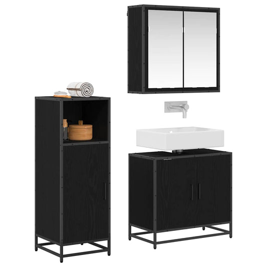 vidaXL Bathroom Furniture Set 3 pcs Black oak 60 x 33 x 60 cm
