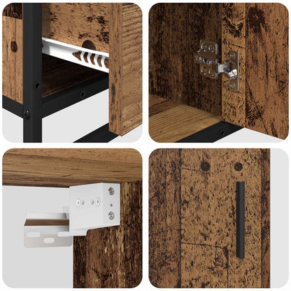 vidaXL Bathroom Furniture Set with Door 3 pcs Old Wood Engineered Wood