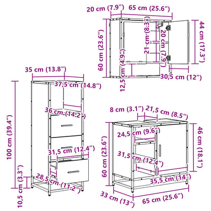 vidaXL Bathroom Furniture Set 3 pcs Artisan Oak Engineered Wood