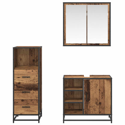 vidaXL Bathroom Furniture Set with Door 3 pcs Old Wood Engineered Wood
