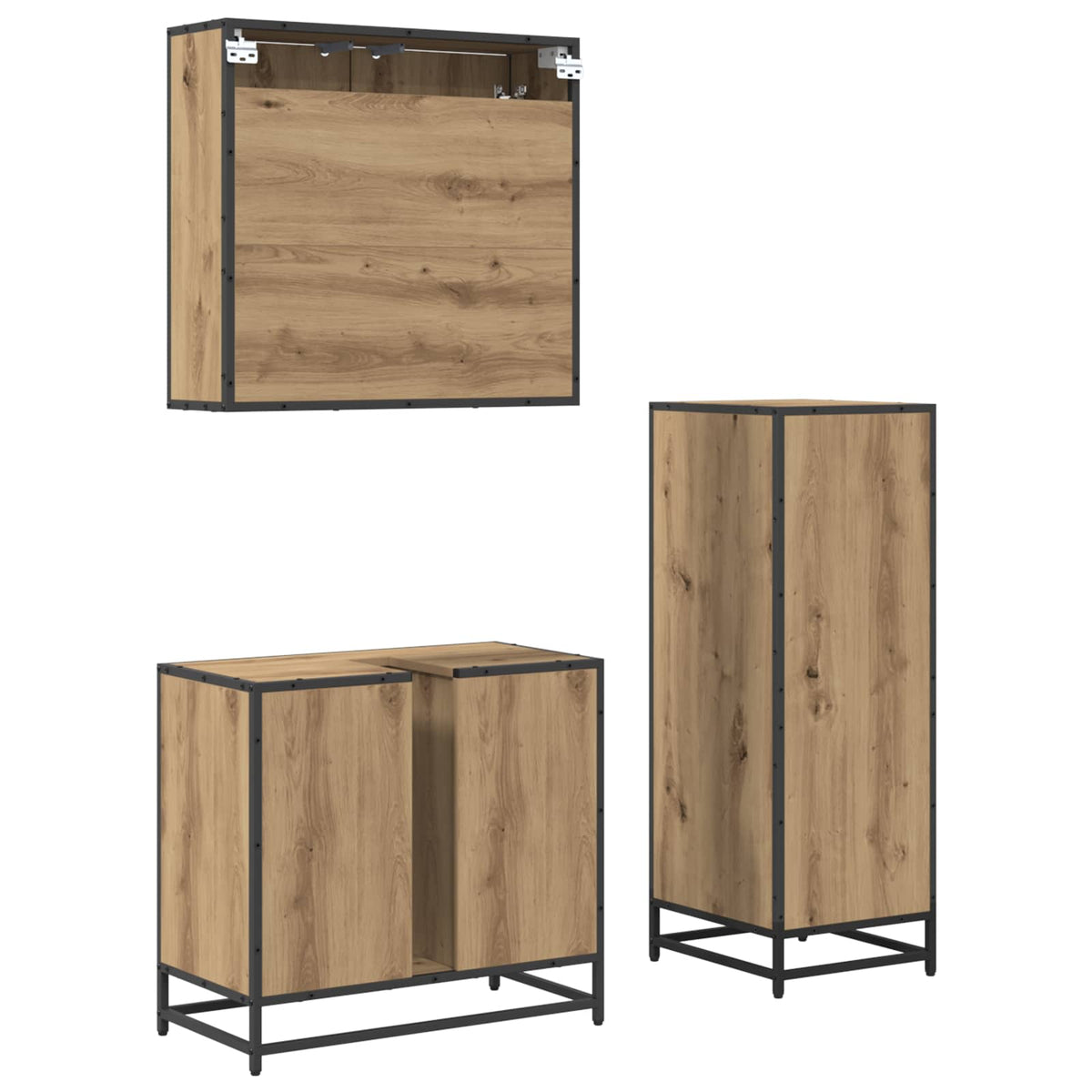 vidaXL Bathroom Furniture Set 3 pcs Artisan Oak Engineered Wood