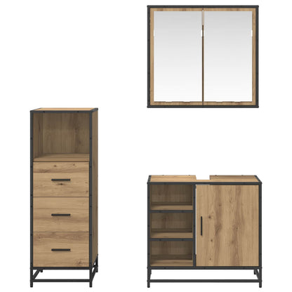 vidaXL Bathroom Furniture Set 3 pcs Artisan Oak Engineered Wood