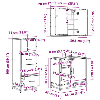 vidaXL Bathroom Furniture Set 3 pcs Artisan Oak Engineered Wood