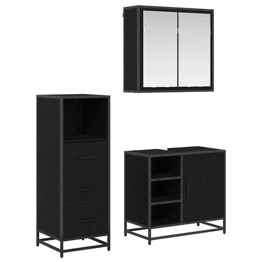 vidaXL Bathroom Furniture Set 3 pcs Black oak 65 x 33 x 60 cm