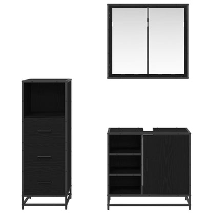 vidaXL Bathroom Furniture Set 3 pcs Black Oak Engineered Wood