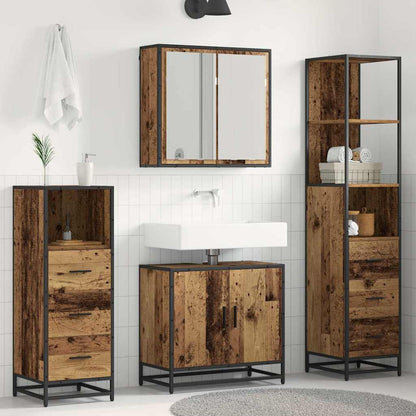 vidaXL Bathroom Furniture Set with Door 4 pcs Old Wood Engineered Wood