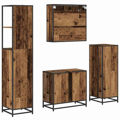 vidaXL Bathroom Furniture Set with Door 4 pcs Old Wood Engineered Wood