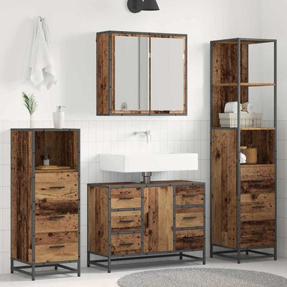 vidaXL Bathroom Furniture Set with Door 3 pcs Old Wood Engineered Wood