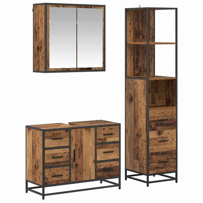 vidaXL Bathroom Furniture Set with Door 3 pcs Old Wood Engineered Wood