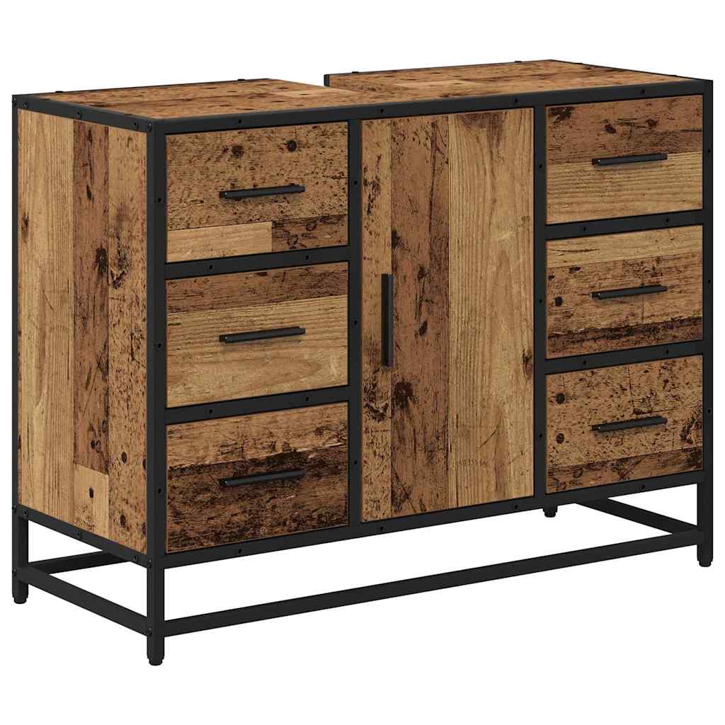 vidaXL Bathroom Furniture Set with Door 3 pcs Old Wood Engineered Wood