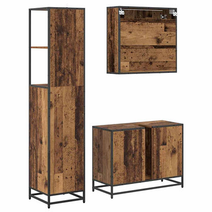 vidaXL Bathroom Furniture Set with Door 3 pcs Old Wood Engineered Wood