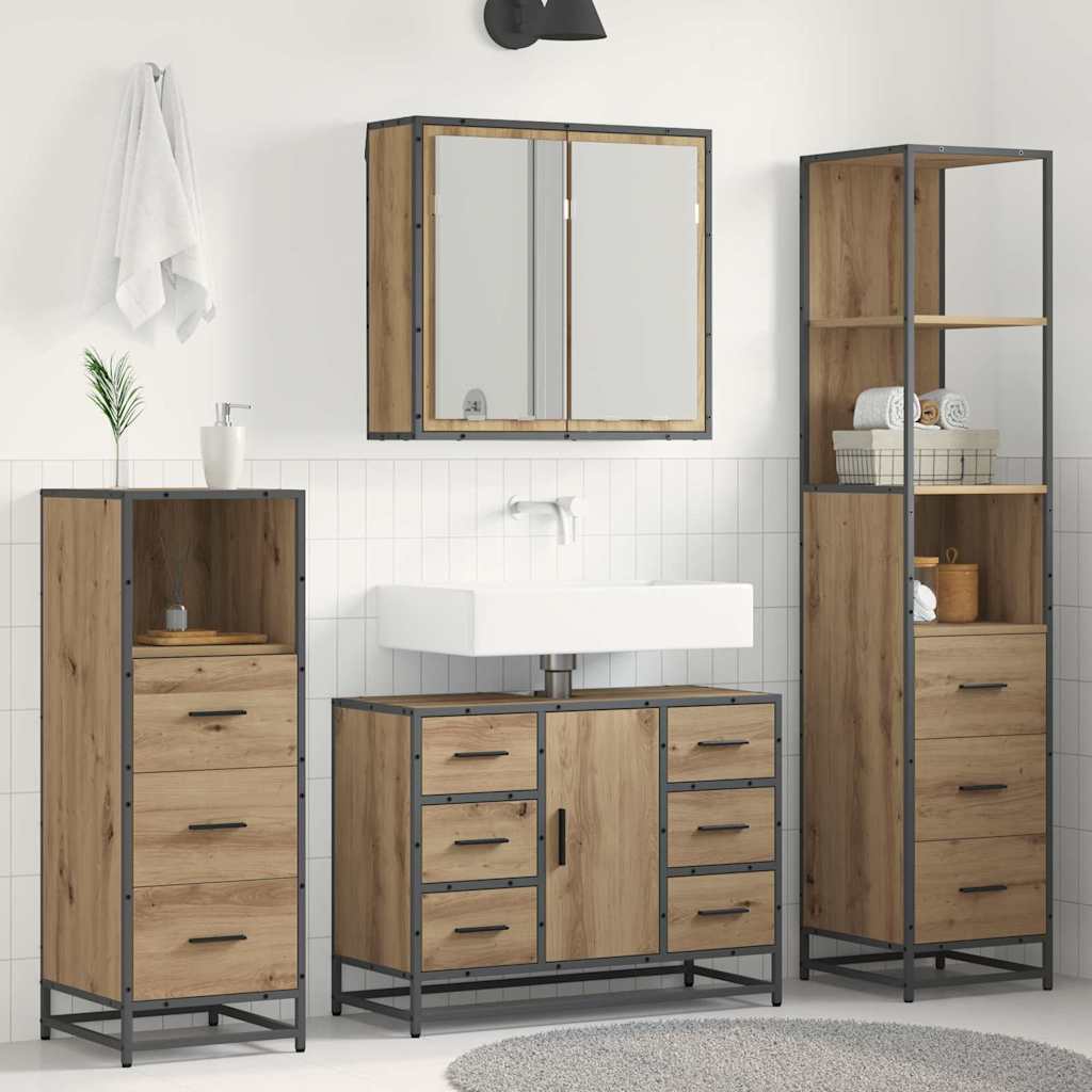 vidaXL Bathroom Furniture Set 3 pcs Artisan Oak Engineered Wood