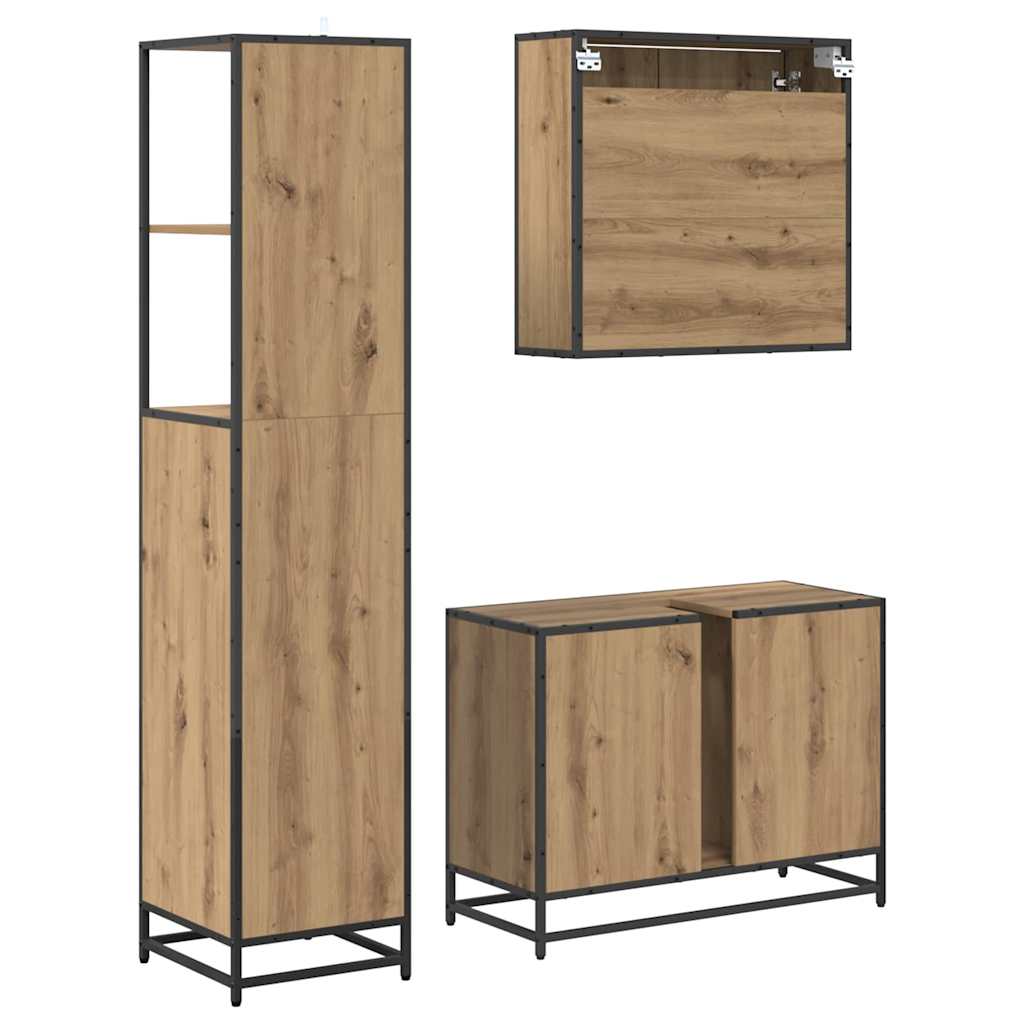 vidaXL Bathroom Furniture Set 3 pcs Artisan Oak Engineered Wood