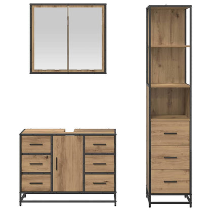 vidaXL Bathroom Furniture Set 3 pcs Artisan Oak Engineered Wood