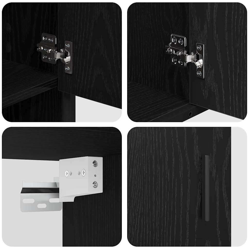 vidaXL Bathroom Furniture Set 3 pcs Black Oak Engineered Wood