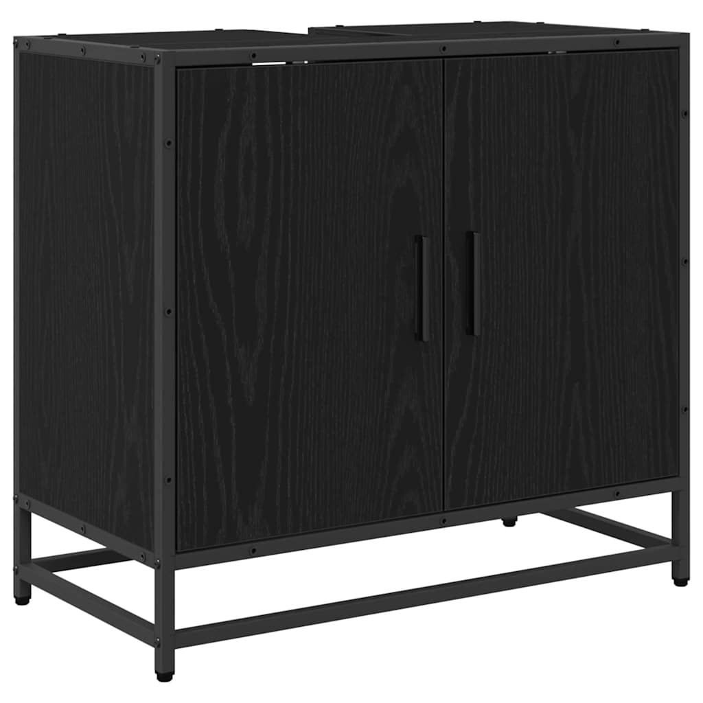 vidaXL Bathroom Furniture Set 3 pcs Black Oak Engineered Wood