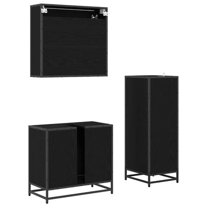 vidaXL Bathroom Furniture Set 3 pcs Black Oak Engineered Wood
