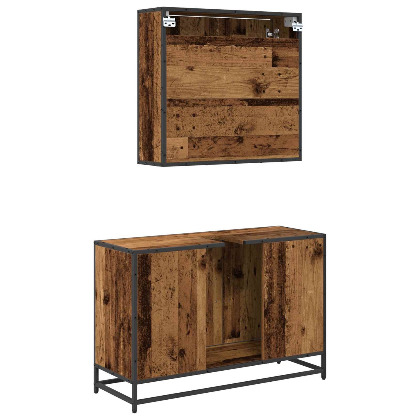 vidaXL Bathroom Furniture Set with Door 2 pcs Old Wood Engineered Wood