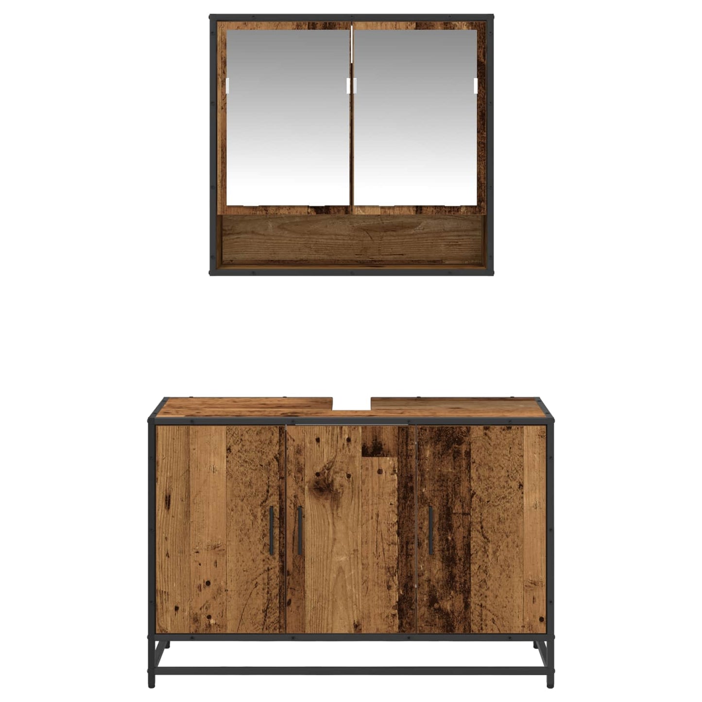 vidaXL Bathroom Furniture Set with Door 2 pcs Old Wood Engineered Wood