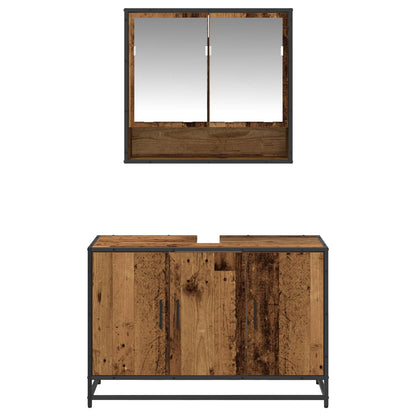 vidaXL Bathroom Furniture Set with Door 2 pcs Old Wood Engineered Wood