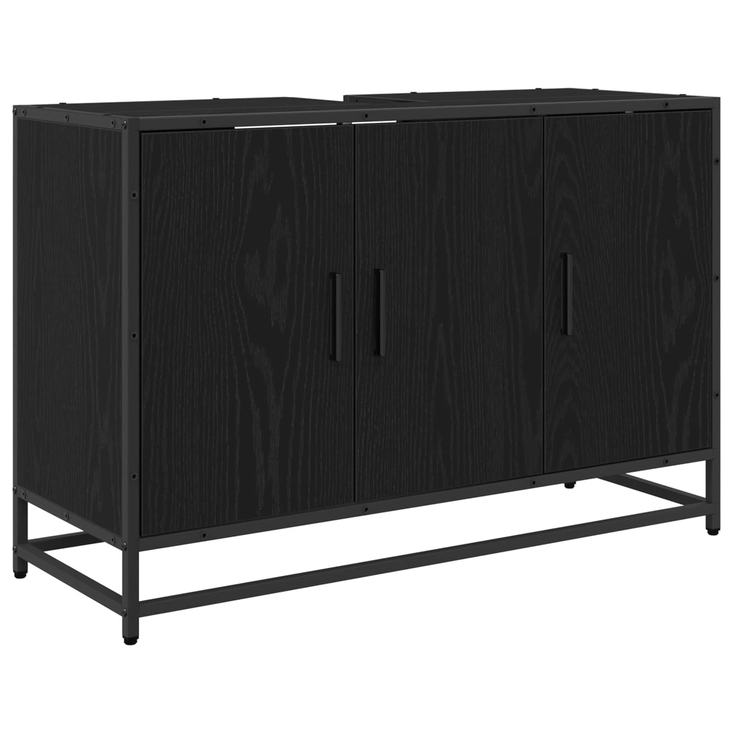 vidaXL Bathroom Furniture Set 2 pcs Black Oak Engineered Wood