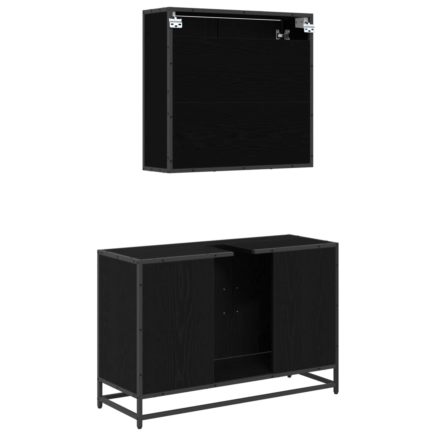 vidaXL Bathroom Furniture Set 2 pcs Black Oak Engineered Wood