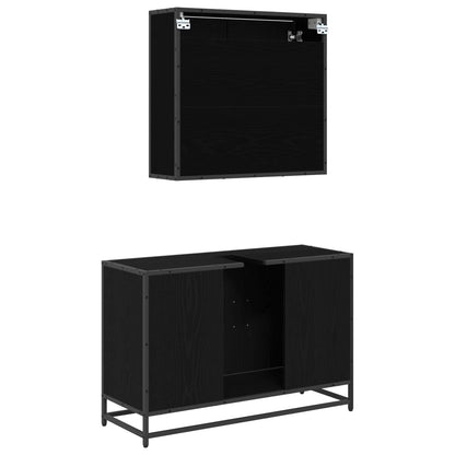 vidaXL Bathroom Furniture Set 2 pcs Black Oak Engineered Wood