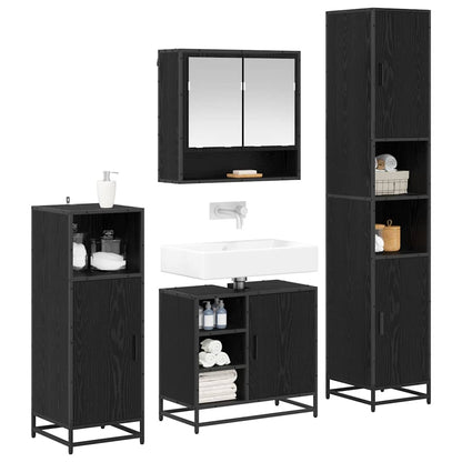vidaXL Bathroom Furniture Set 4 pcs Black Oak Engineered Wood