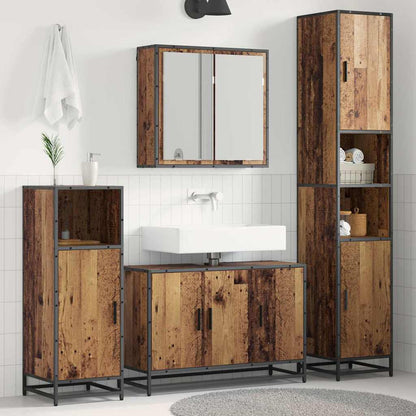 vidaXL Bathroom Furniture Set with Door 3 pcs Old Wood Engineered Wood