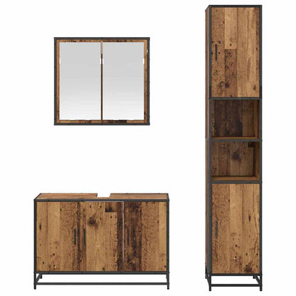 vidaXL Bathroom Furniture Set with Door 3 pcs Old Wood Engineered Wood