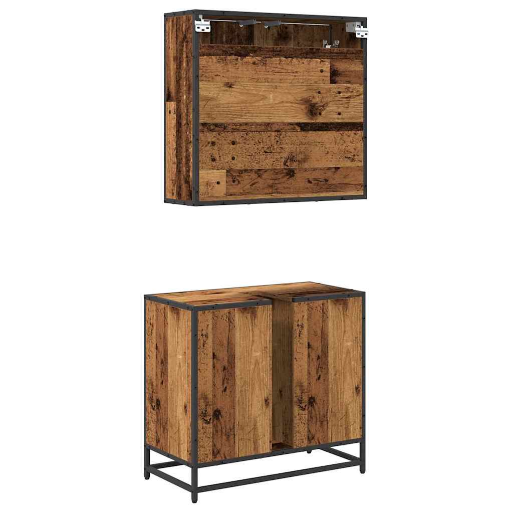 vidaXL Bathroom Furniture Set with Door 2 pcs Old Wood Engineered Wood