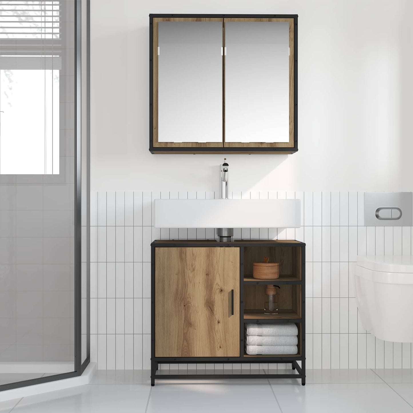 vidaXL Bathroom Furniture Set 2 pcs Artisan Oak Engineered Wood