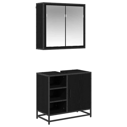 vidaXL Bathroom Furniture Set 2 pcs Black oak 65 x 33 x 60 cm