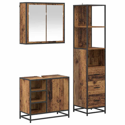 vidaXL Bathroom Furniture Set with Door 3 pcs Old Wood Engineered Wood