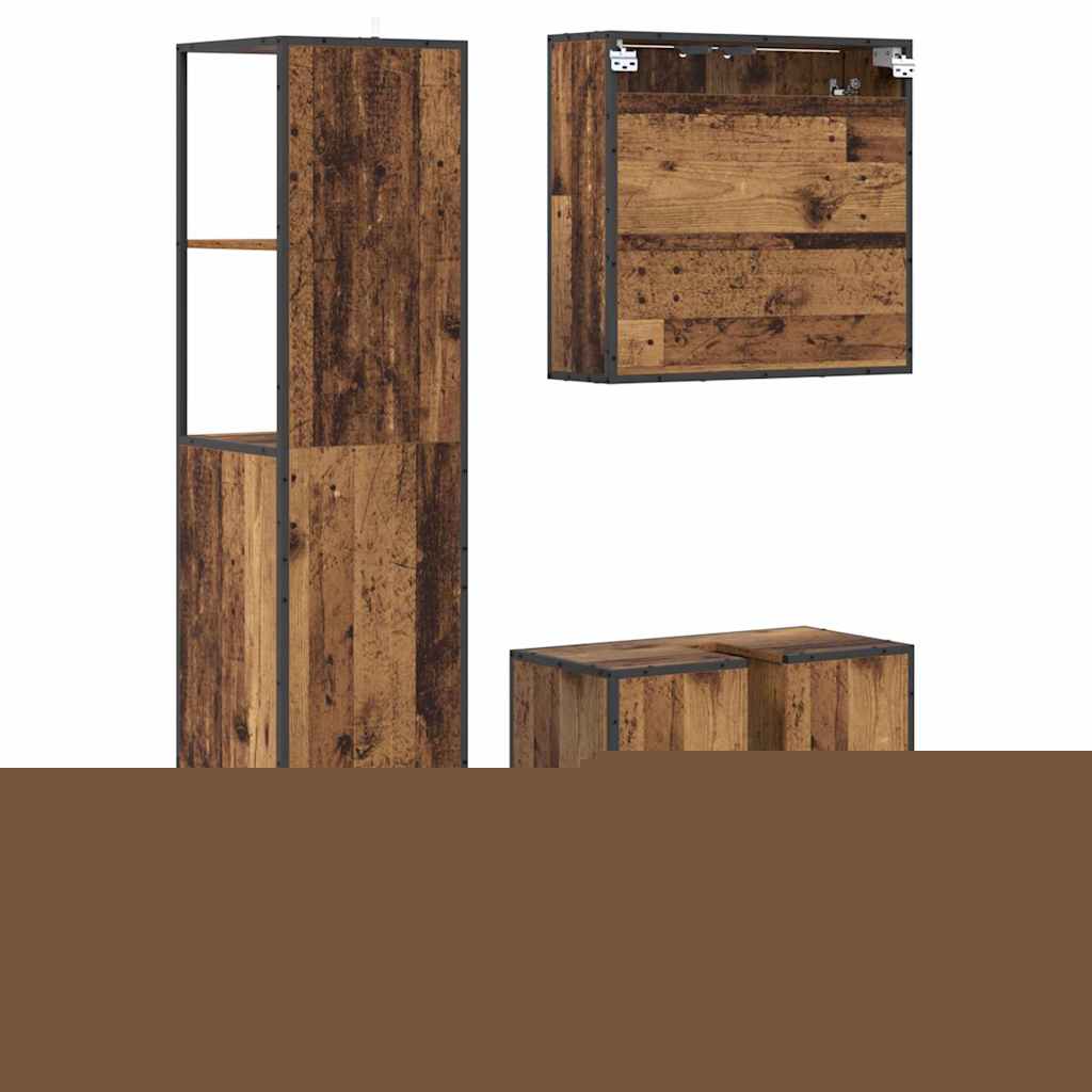 vidaXL Bathroom Furniture Set with Door 3 pcs Old Wood Engineered Wood