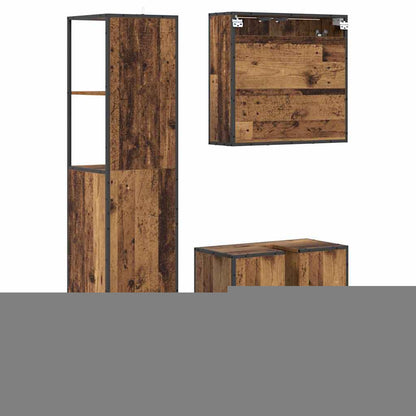 vidaXL Bathroom Furniture Set with Door 3 pcs Old Wood Engineered Wood