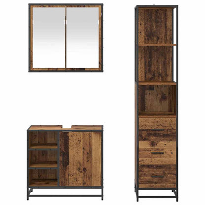 vidaXL Bathroom Furniture Set with Door 3 pcs Old Wood Engineered Wood