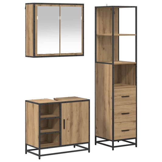 vidaXL Bathroom Furniture Set 3 pcs Artisan Oak Engineered Wood