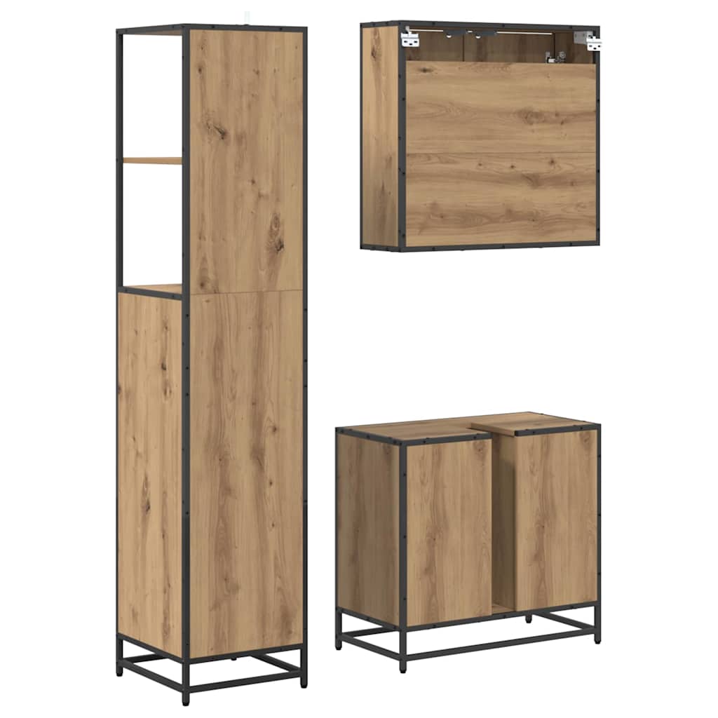 vidaXL Bathroom Furniture Set 3 pcs Artisan Oak Engineered Wood
