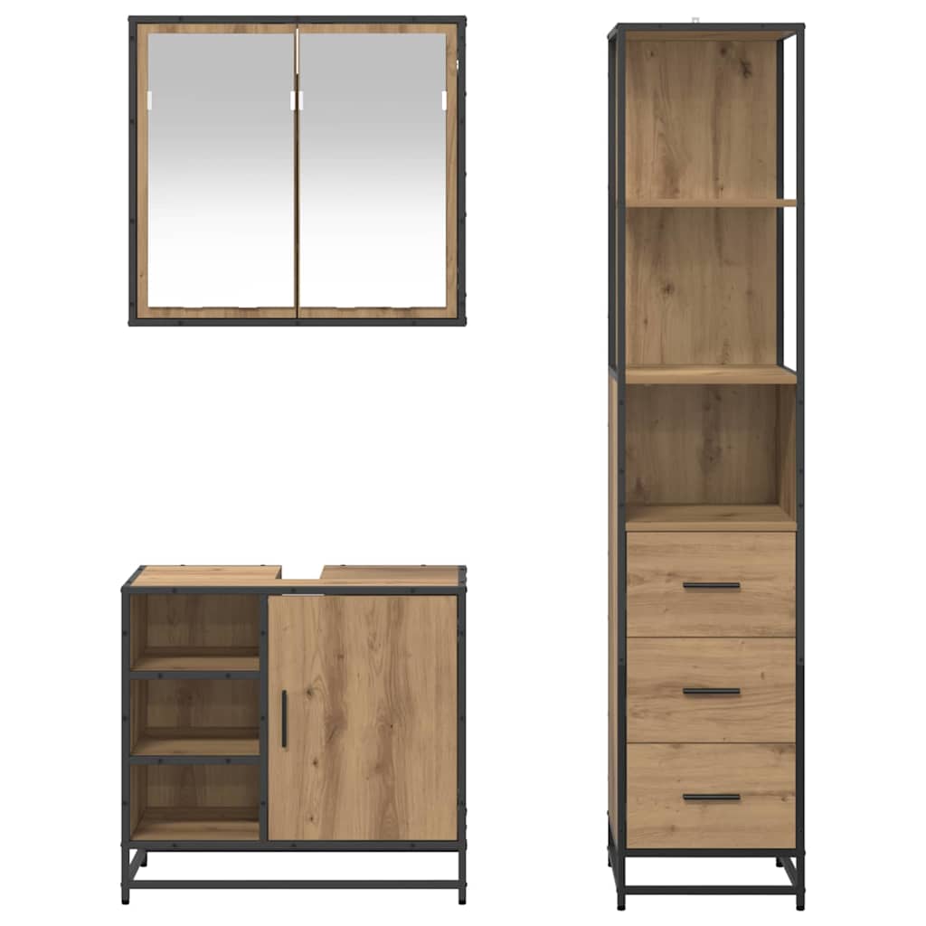 vidaXL Bathroom Furniture Set 3 pcs Artisan Oak Engineered Wood